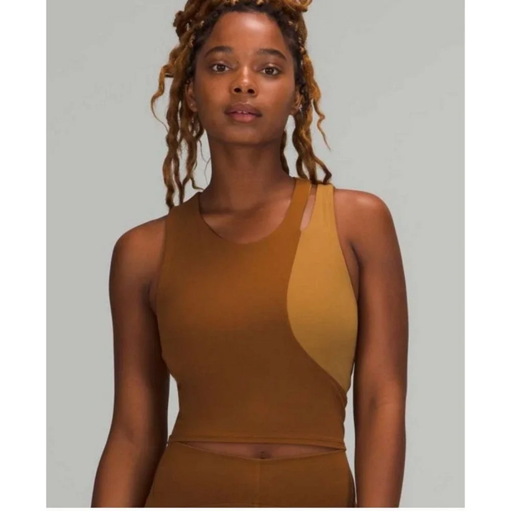Lululemon Align Asymmetrical Bra Light Support A/B Cup Brown Tan‎ Size 0 LW1CZ7S